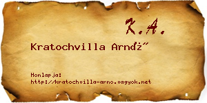 Kratochvilla Arnó névjegykártya